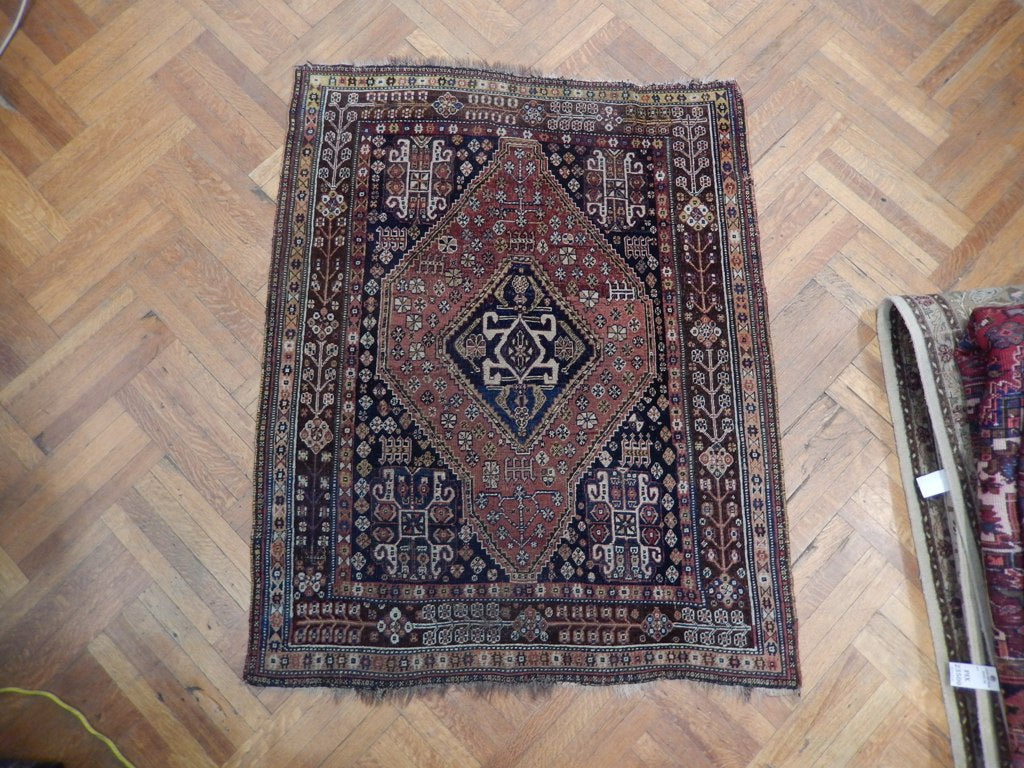 5' x 6' Navy Blue Antique Persian Tribal Rug 23514