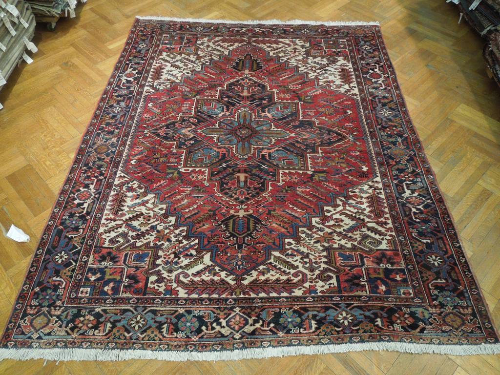 8x10 Authentic Hand Knotted Semi-Antique Persian Heriz Rug - Iran - bestrugplace