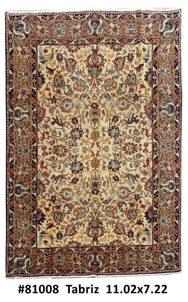 7x11 Authentic Hand Knotted Persian Tabriz Rug - Iran - bestrugplace