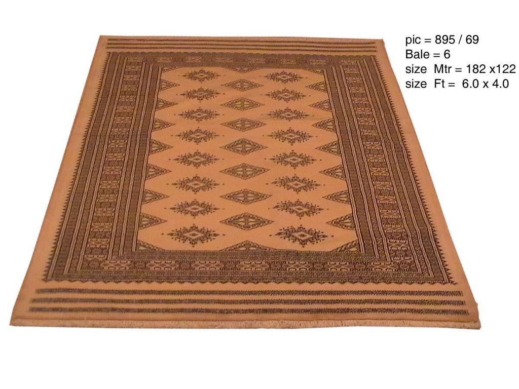 Radiant 4x6 Authentic Handmade Wool & Silk Jaldar Bokhara Rug - Pakistan - bestrugplace