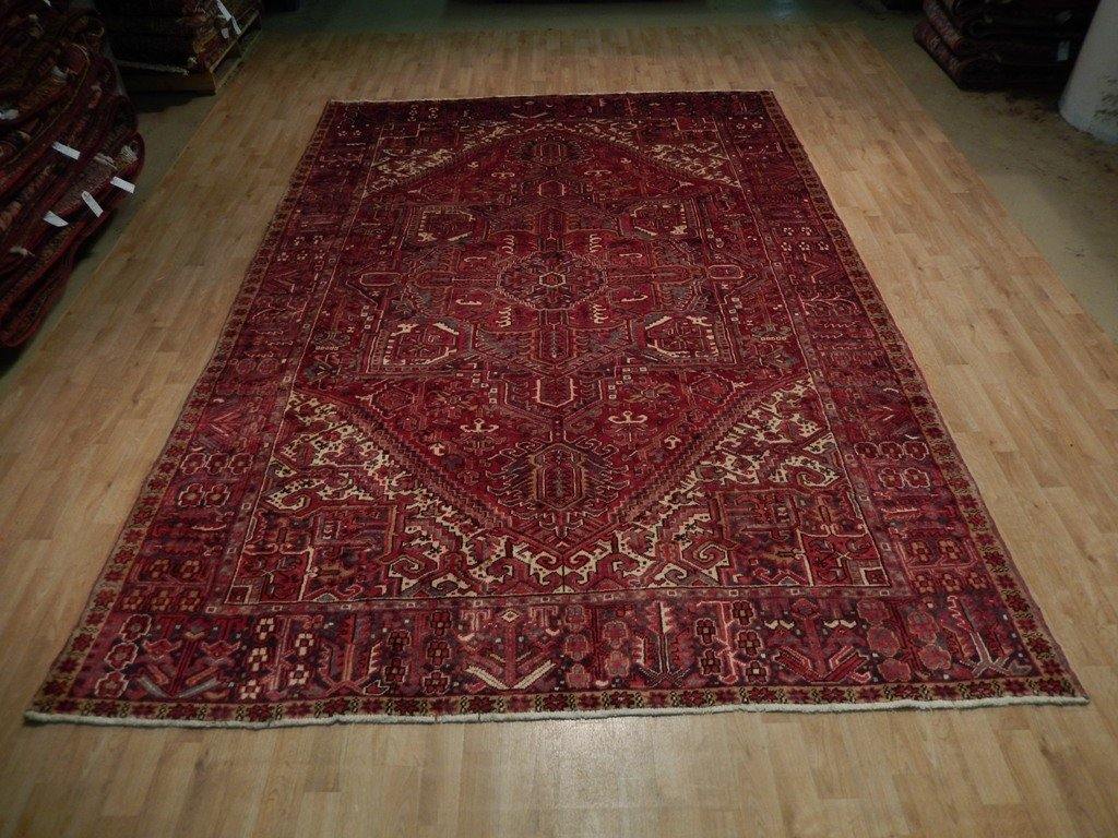 8x11 Authentic Hand Knotted Semi-Antique Persian Heriz Rug - Iran - bestrugplace