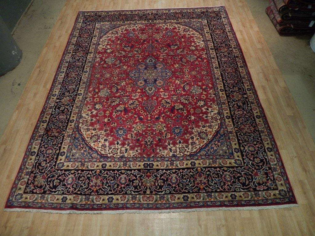 9x13 Authentic Hand Knotted Semi-Antique Persian Isfahan Rug - Iran - bestrugplace