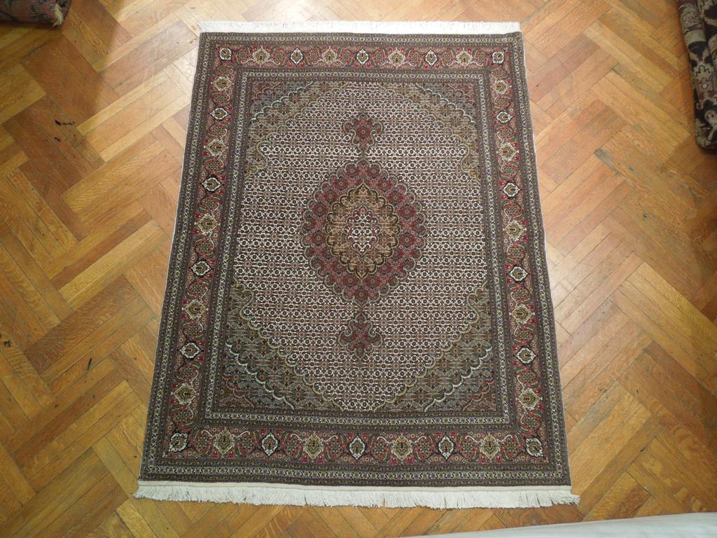 6' x 6' Brown Persian Tabriz Wool & Silk Rug 19993
