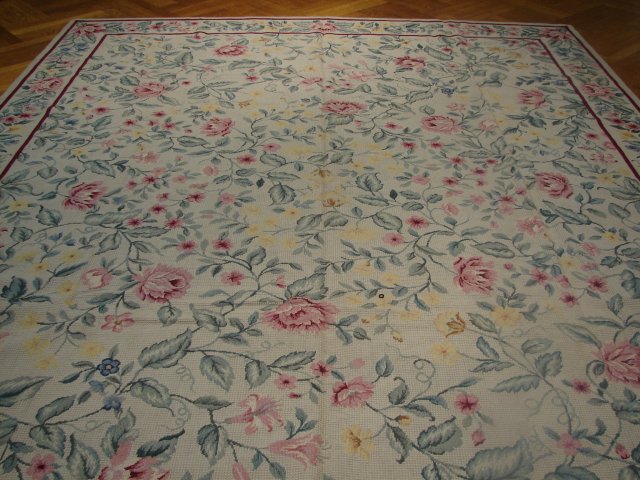 7.10 x 10 FRENCH COUNTRY FLORAL Needlepoint Rug 11015