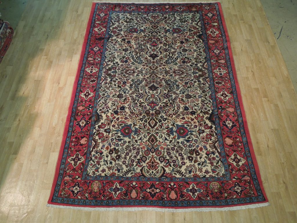6.7 x 9.10 Ivory Fine Persian Lilihan Bibikabad Rug 72413