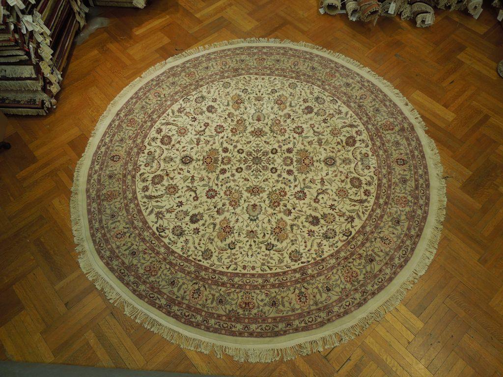 10' x 10' RARE Ivory Fine Quality Wool 250 KPSI Round Rug - bestrugplace