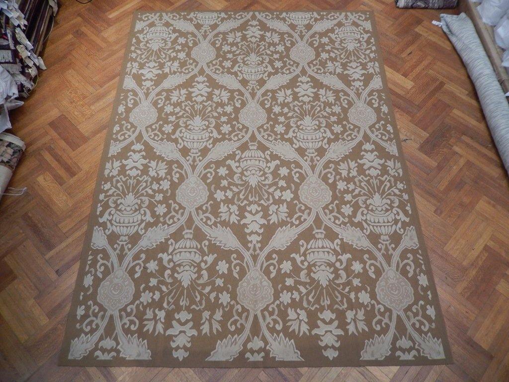 9' x 13' Brown Aubusson Weave French Weave Rug - bestrugplace