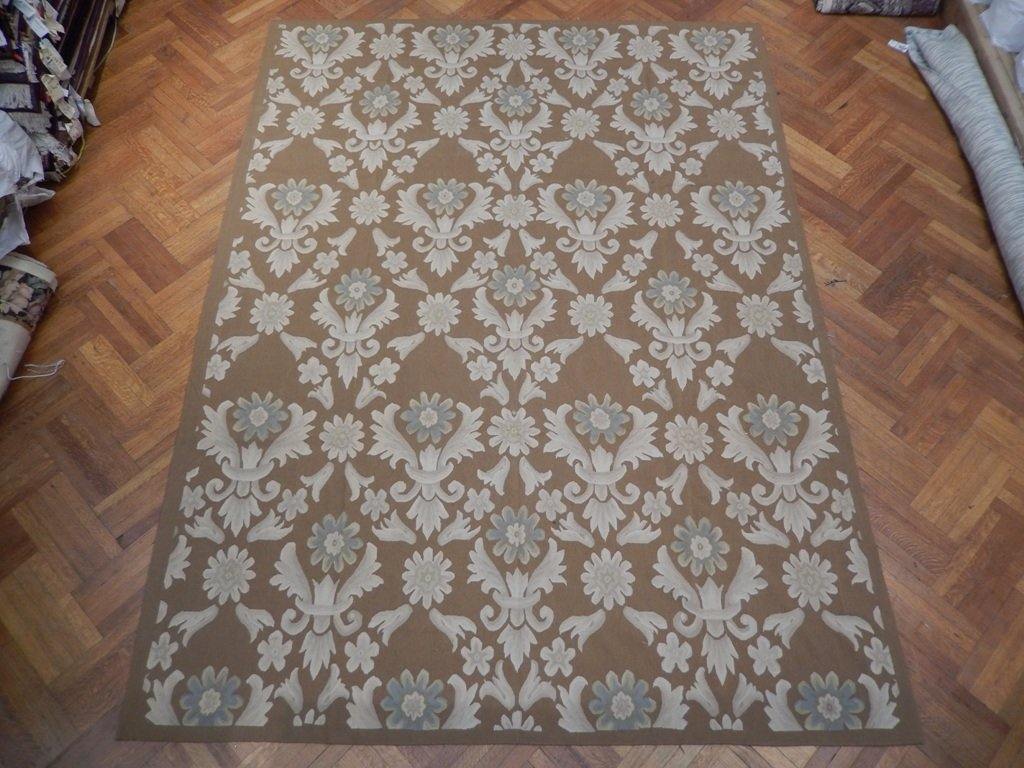 9' x 12' Brown Aubusson Weave French Weave Rug - bestrugplace
