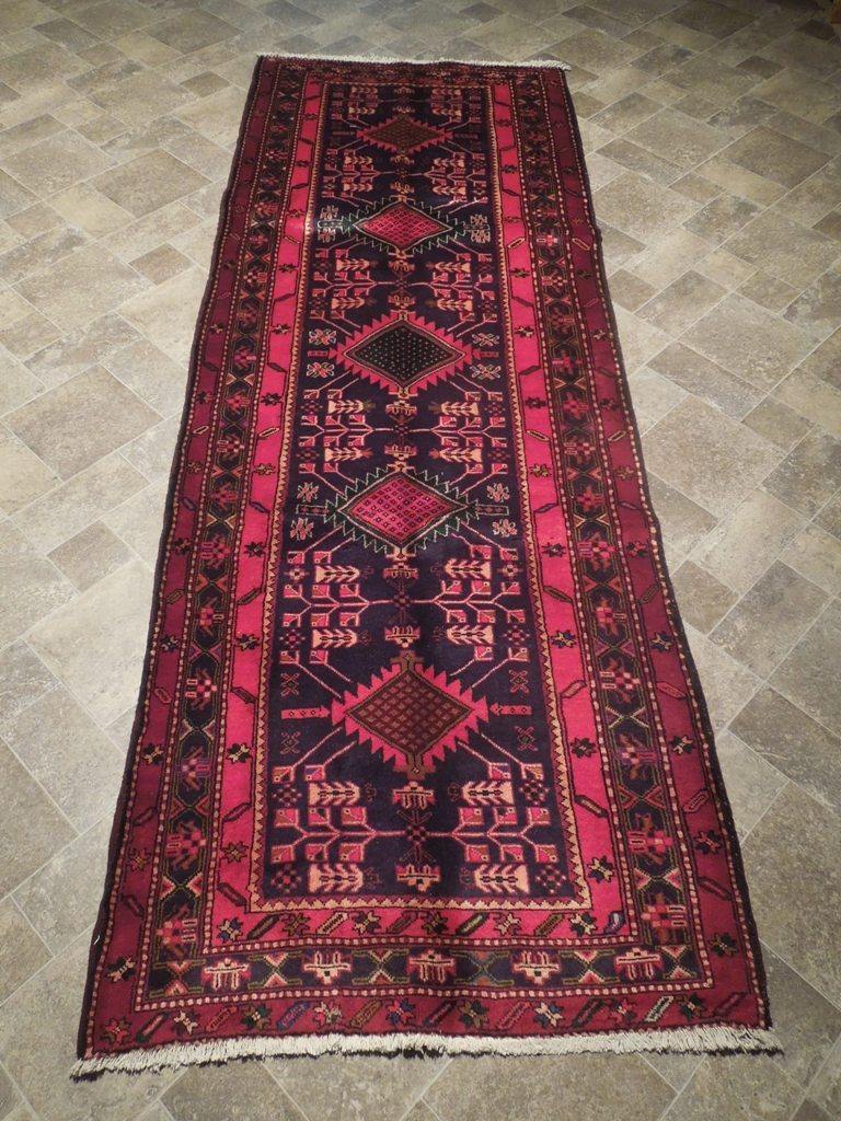 4x10 Authentic Hand Knotted Semi-Antique Persian Hamadan Runner - Iran - bestrugplace