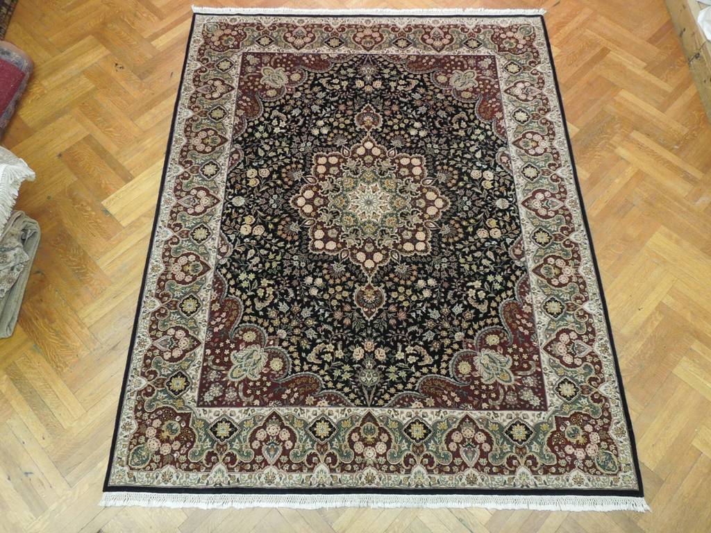 7.9 x 9.10 Wool & Silk High End Lavar Rug BLACK 19915