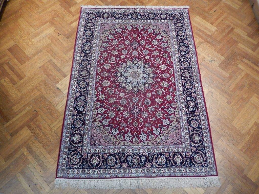 7x10 Authentic Handmade Signed Wool & Silk Persian Isfahan Rug - Iran - bestrugplace