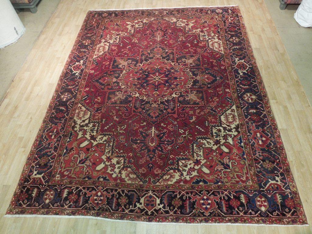 9x11 Authentic Hand Knotted Semi-Antique Persian Heriz Rug - Iran - bestrugplace
