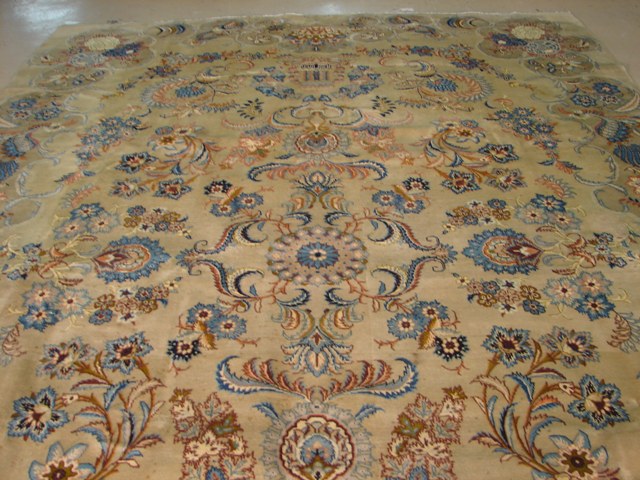 8.5 x 12.6 LIGHT SAGE GREEN Semi-Antique Persian Kerman Rug PIXG-991230