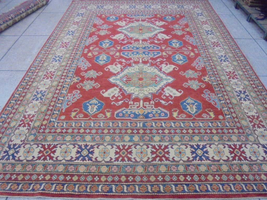 13.2 x 9.6 Tiger Orange Kazak Rug 75541