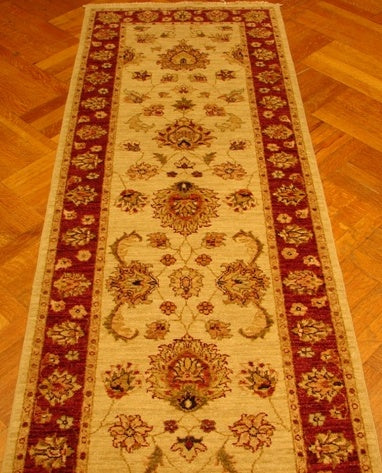3' x 10' Ivory Chobi Peshawar Runner Rug 14942
