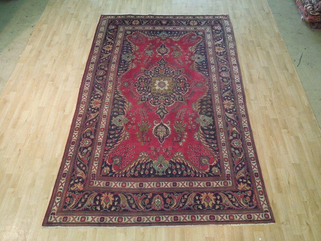 7x10 Authentic Hand Knotted Semi-Antique Persian Tabriz Rug - Iran - bestrugplace