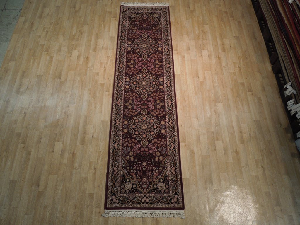 3' x 10' Red Lavar Wool & Silk Fine Quality Runner Rug 19005