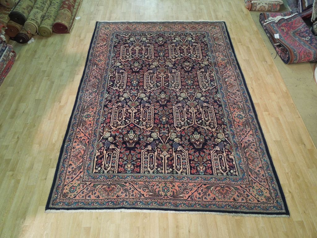 7' x 10' Navy Blue Fine Persian Bijar Rug 72422