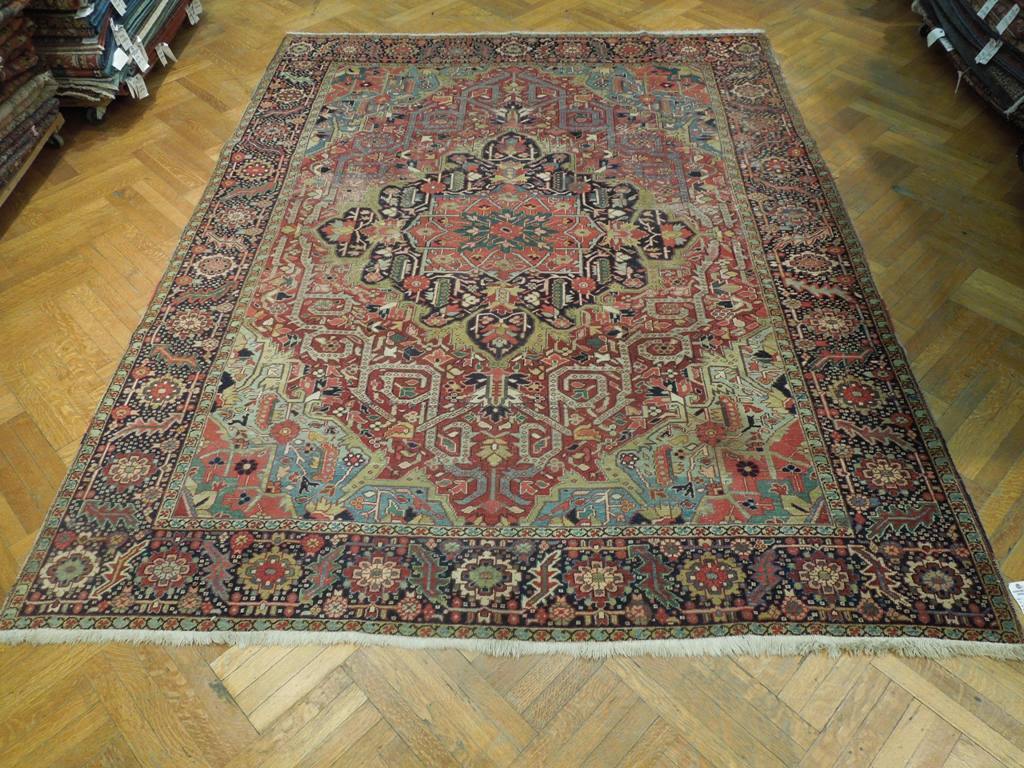 9x11 Authentic Hand Knotted Semi-Antique Persian Heriz Rug - Iran - bestrugplace