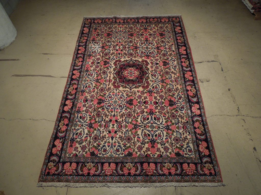 6.6 x 10.4 Ivory Fine Persian Floral Bijar Rug 72324