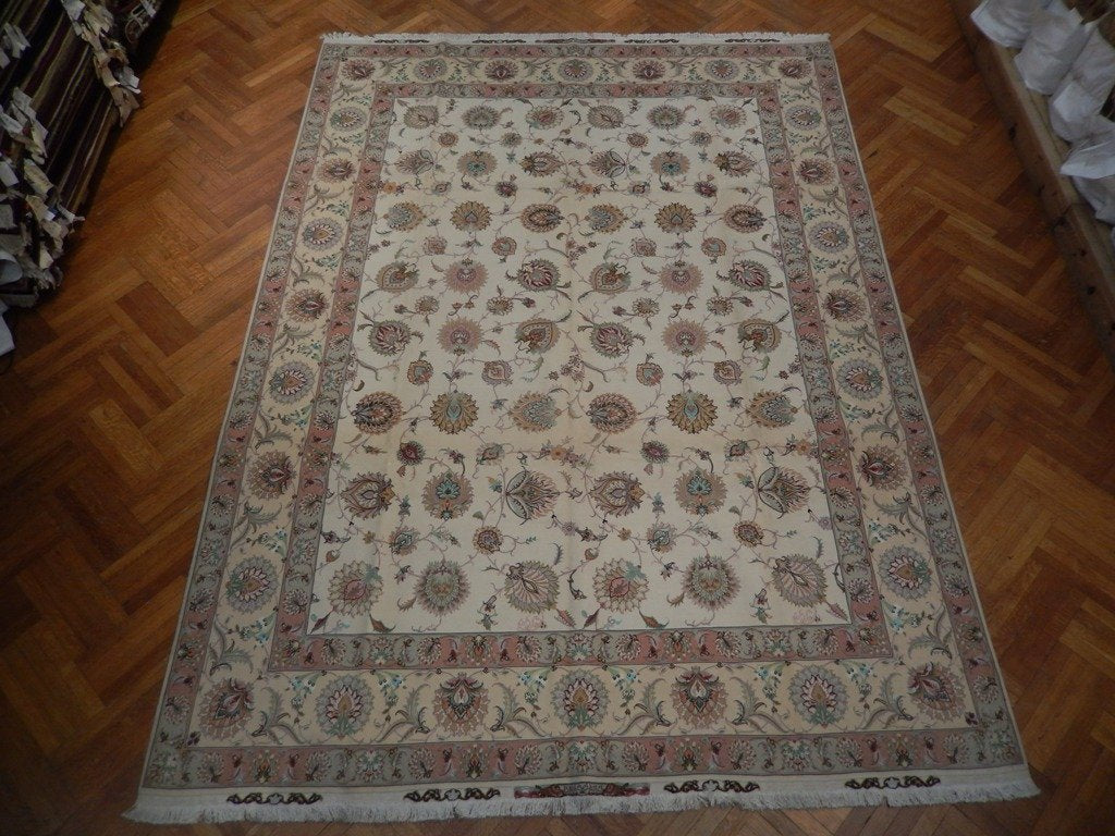 9.10 x 13 Super Fine SIGNED Wool & Silk Persian Tabriz Rug 500 KPSI #PIX-21907