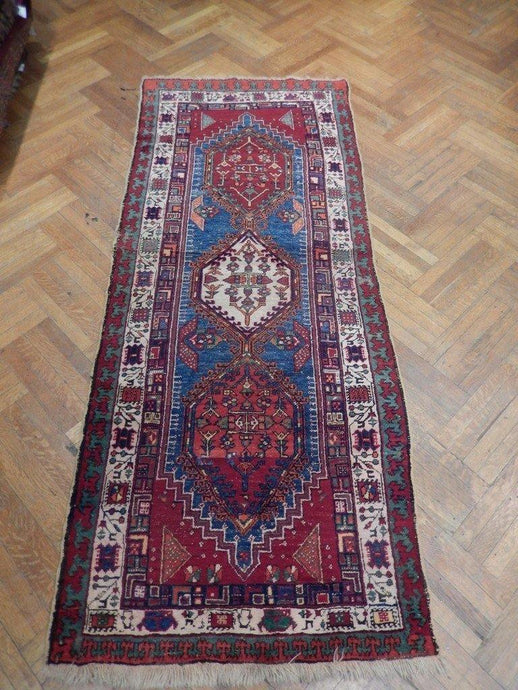 4' x 9' Red & Blue-Antique-Persian-Kordistan-Runner.jpg