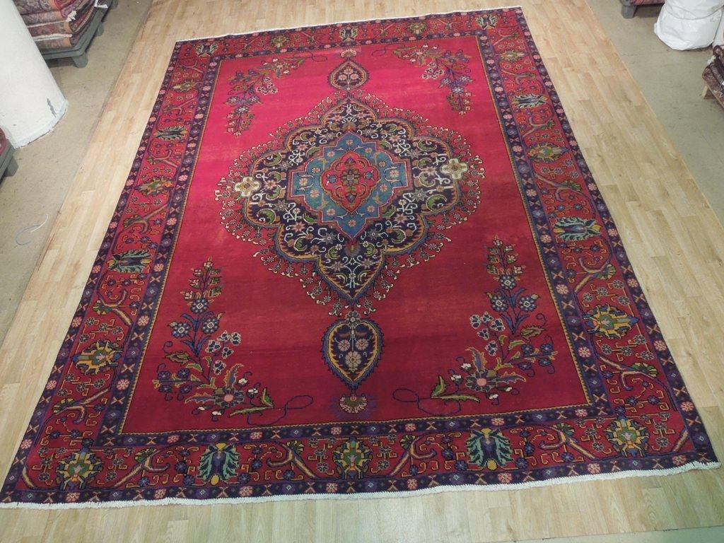 9x13 Authentic Hand Knotted Antique Worn Persian Sarouk Rug - Iran - bestrugplace
