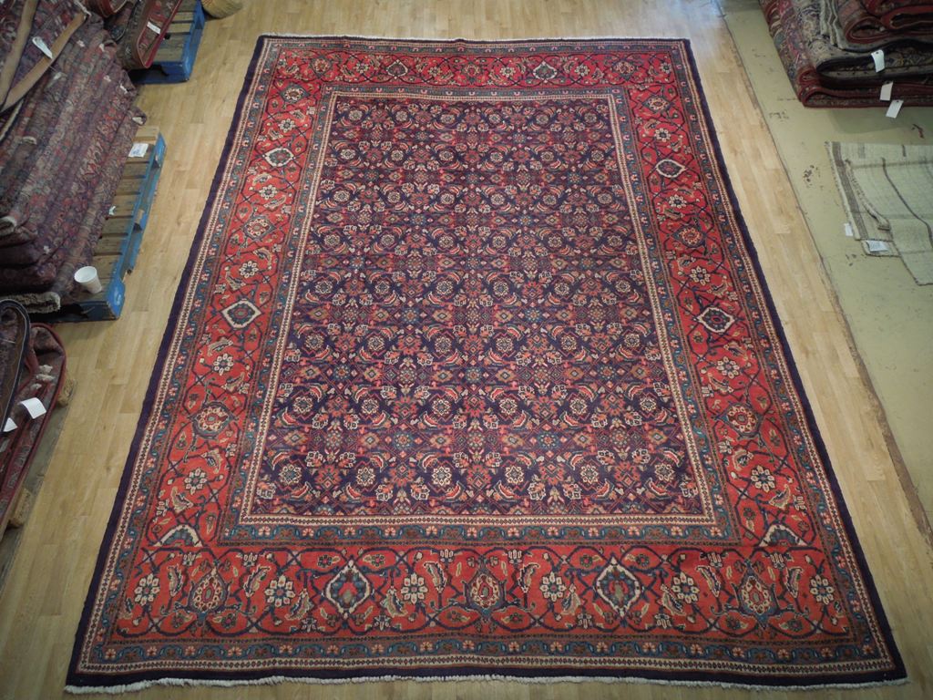 9.6 x 12.8 Semi Antique Persian Tabriz Herati Rug 74860