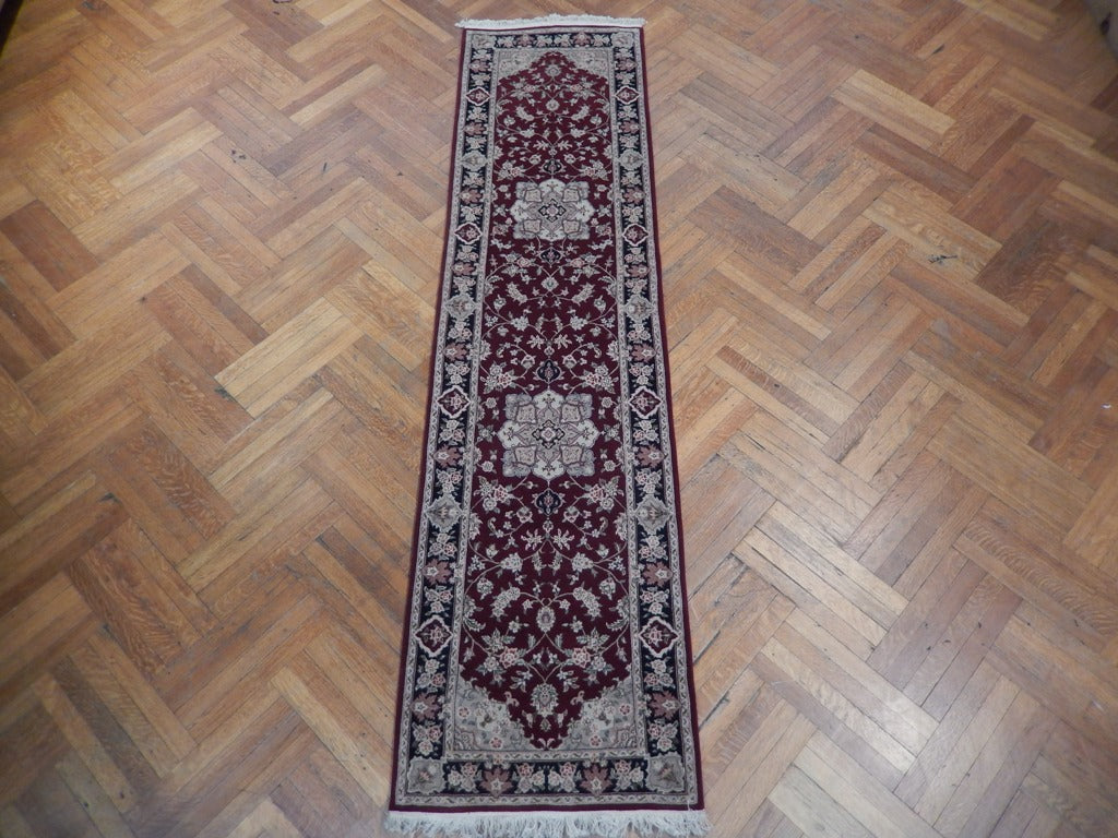 2' x 10' Red Sino Wool & Silk Runner Rug 21568