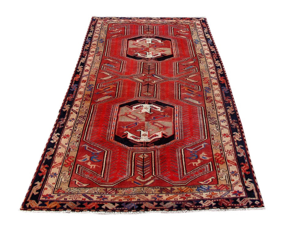 4.11 x 9.11 Red Persian Tabriz Rug 80520