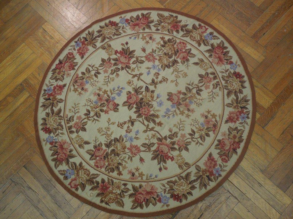 5x5 Needlepoint Flat Weave Round Rug - China - bestrugplace
