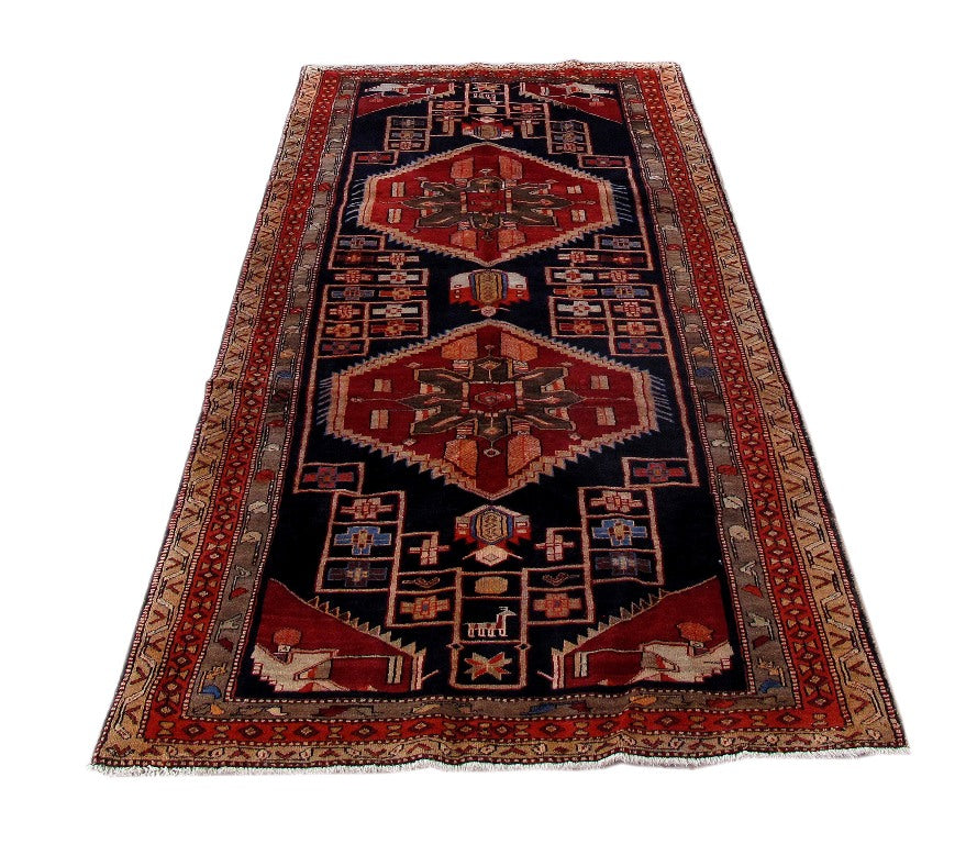 4.7 x 10.4 Black Persian Tabriz Rug 80524