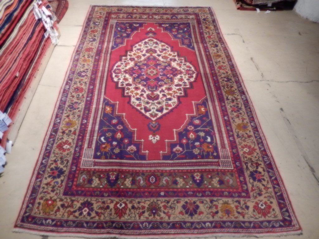 6.8 x 11.4 Red Semi-Antique Russian Kazak Runner 73214