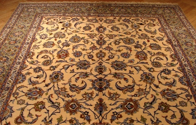 7.10 x 17.2 Ivory Signed Persian Classic Kashan Rug 15093