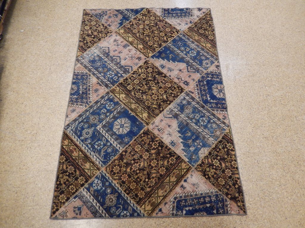 5.7 x 8.6 Multi-Color Antique Persian Patchwork Rug 22213