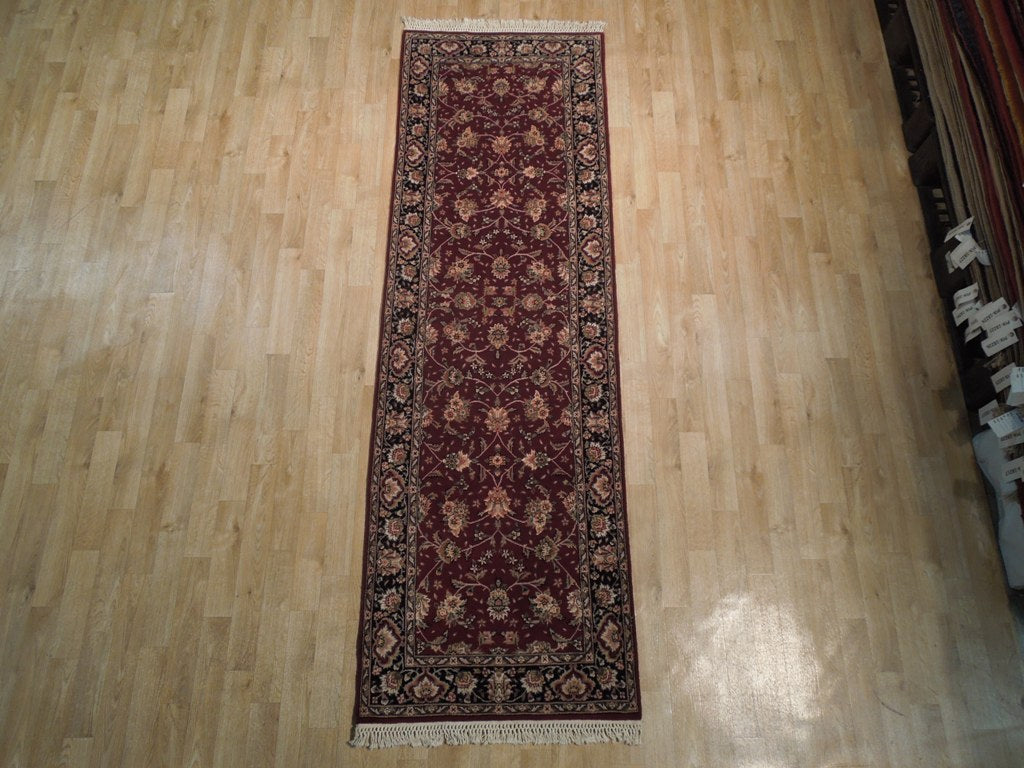 3' x 8' Red Lavar Wool & Silk Fine Quality Runner Rug 19006