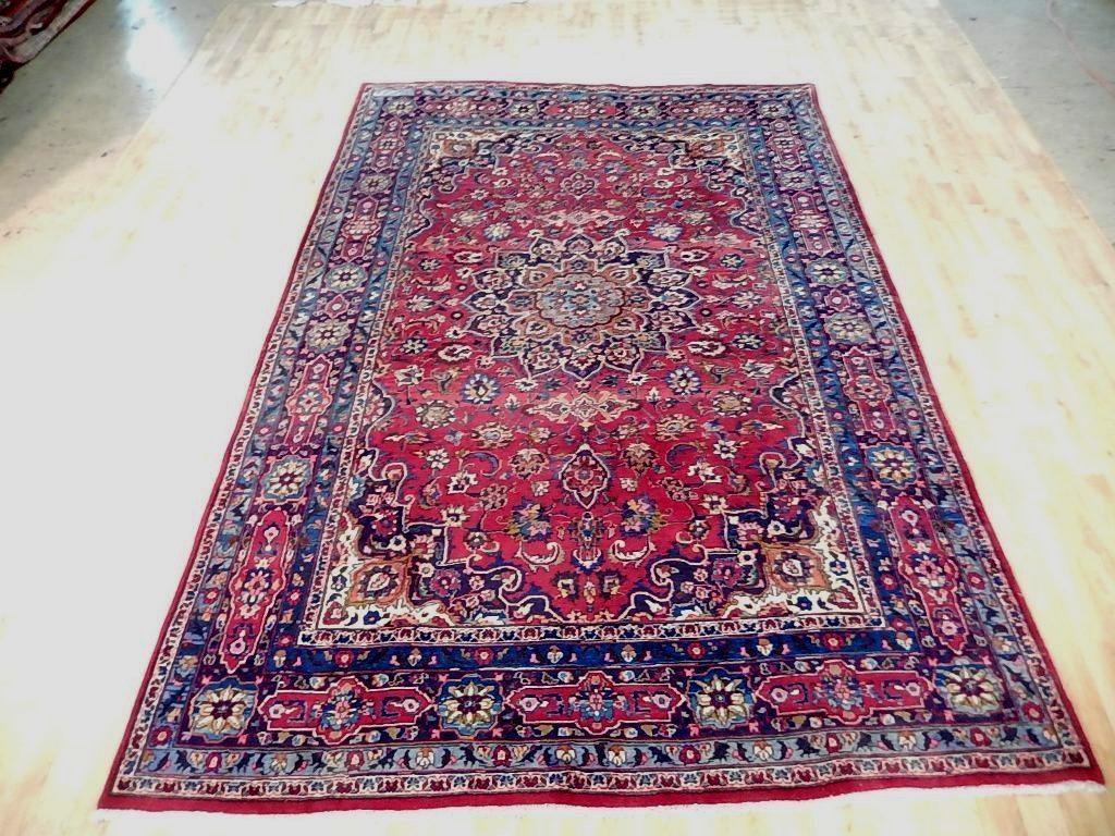 7x10 Authentic Hand Knotted Semi-Antique Persian Mashad Rug - Iran - bestrugplace