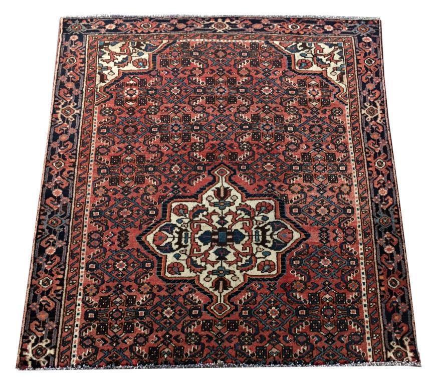 4.7' x 4.7' Ivory-Persian-Hamadan-Bijar-Rug.jpg 