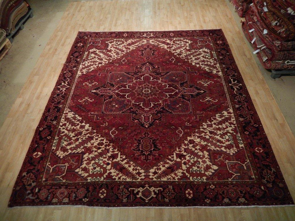 9x11 Authentic Hand Knotted Semi-Antique Persian Heriz Rug - Iran - bestrugplace