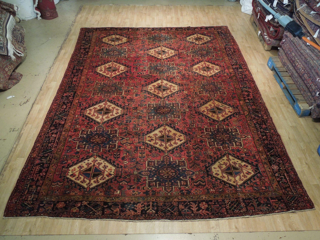 9x13 Authentic Hand-Knotted Antique Persian Karaja Rug - Iran - bestrugplace