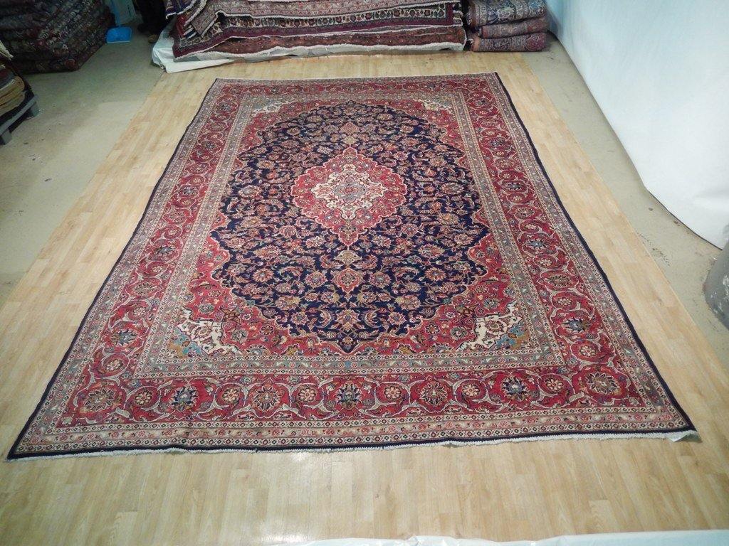 9x13 Authentic Hand Knotted Semi-Antique Persian Kashan Rug - Iran - bestrugplace