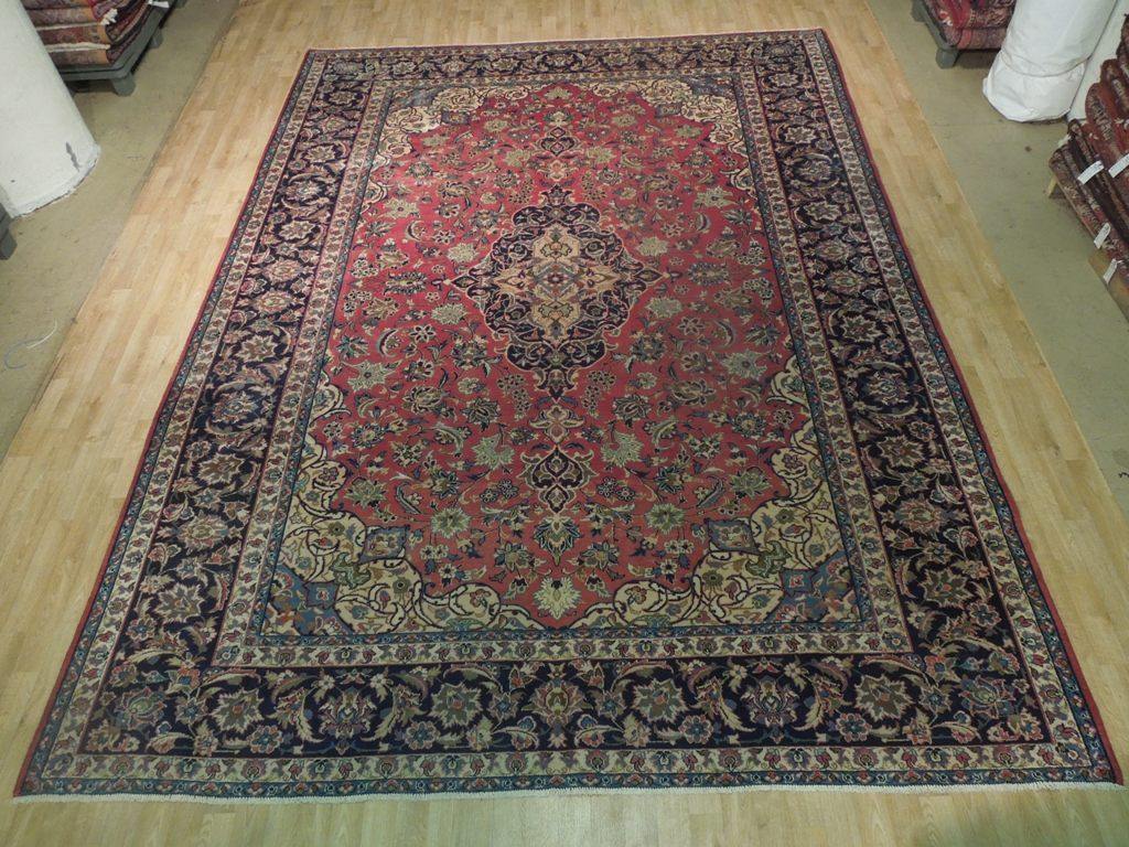 9x13 Authentic Hand Knotted Semi-Antique Persian Kashan Rug - Iran - bestrugplace