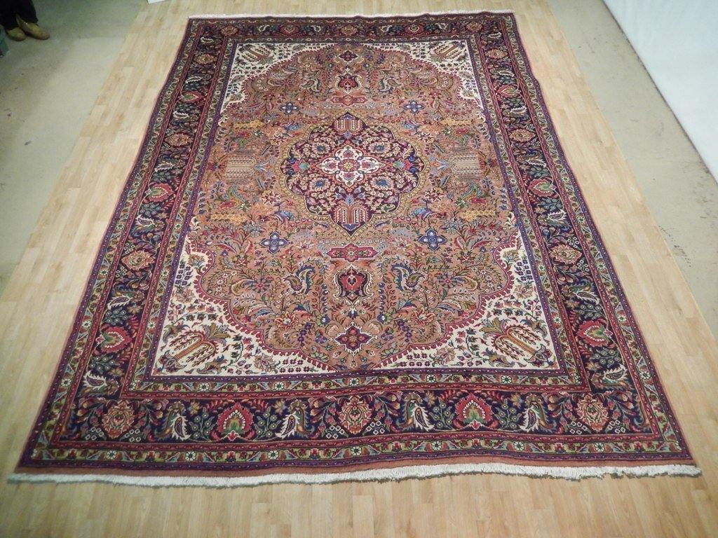 9x13 Authentic Hand Knotted Semi-Antique Persian Tabriz Rug - Iran - bestrugplace