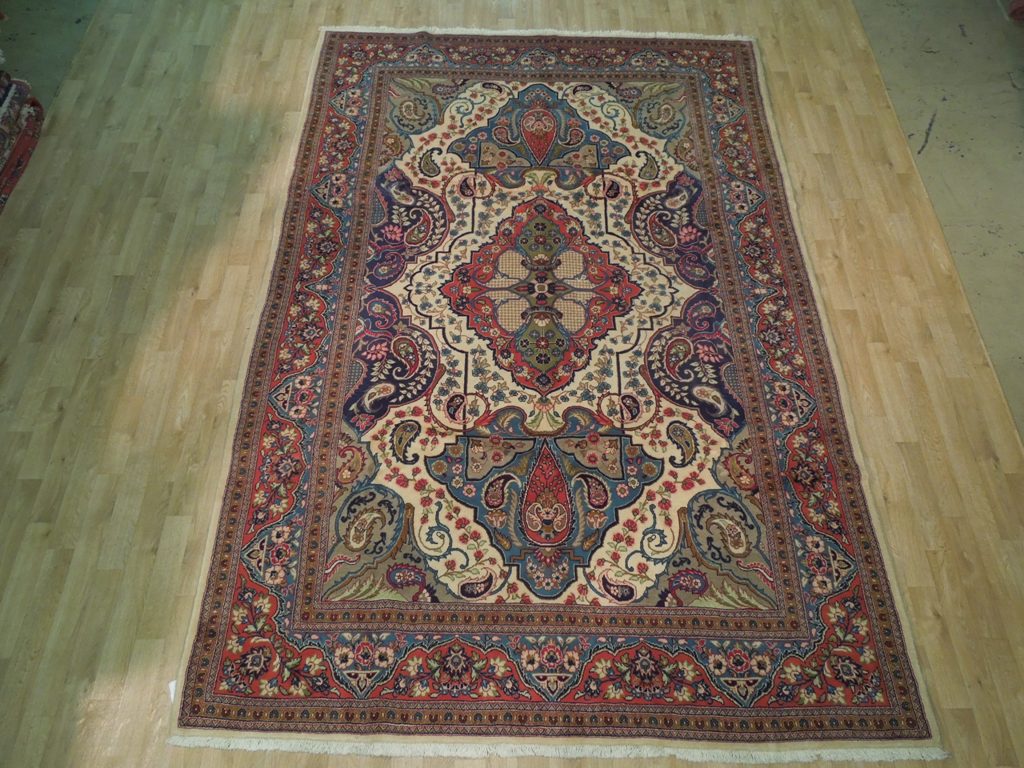 7.10 x 10.2 Ivory Fine Persian Sarouk Rug 72418