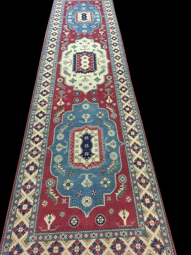 Stunning 5x20 Authentic Hand Knotted Yakash Kazak Rug - Pakistan - bestrugplace