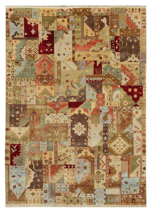 9x12 Agra 8/8 Patchwork Design Rug - India - bestrugplace