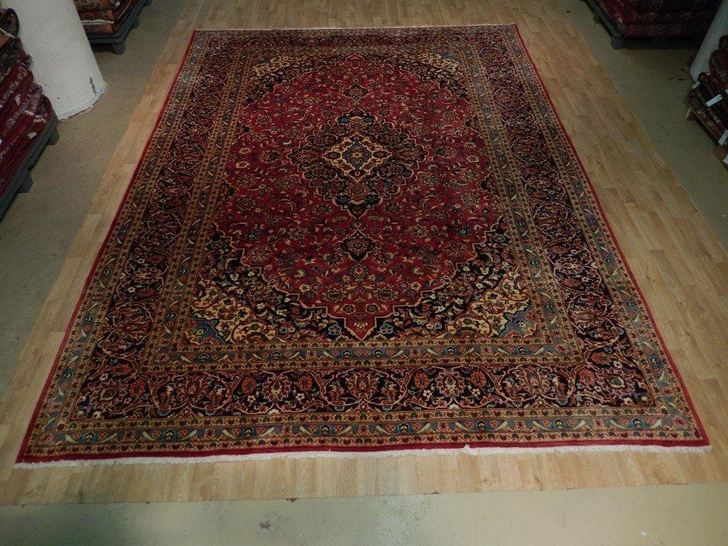 10x13 Authentic Hand Knotted Semi-Antique Persian Kashan Rug - Iran - bestrugplace