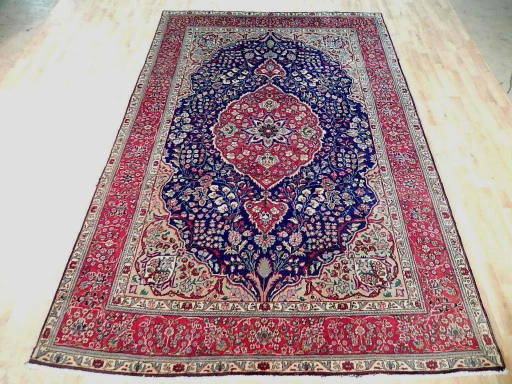 7x11 Authentic Hand Knotted Semi-Antique Persian Sarouk Rug - Iran - bestrugplace