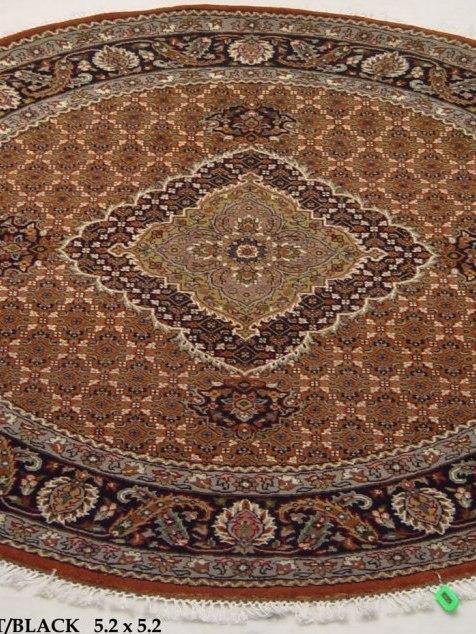 5x5 Osmanabad Wool & Silk Tabriz Mahi Rug - India - bestrugplace