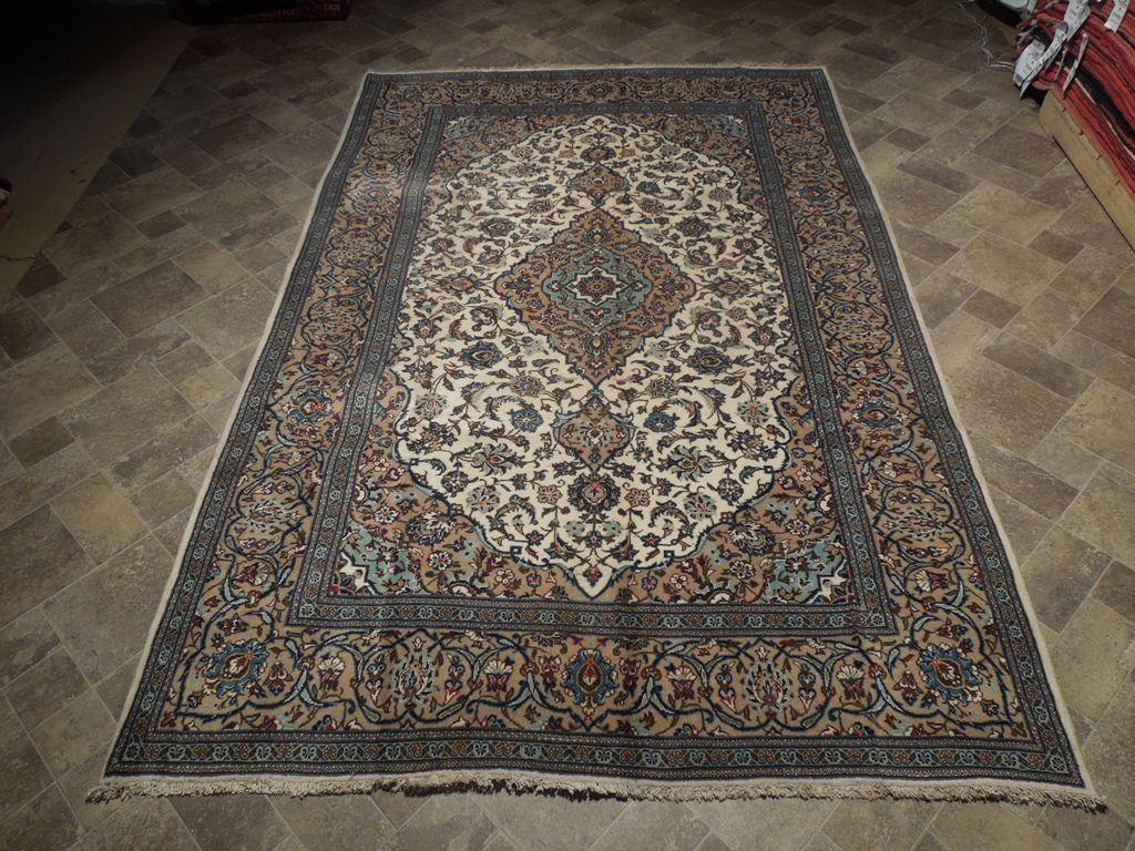 7x10 Authentic Hand Knotted Semi-Antique Persian Kashan Rug - Iran - bestrugplace